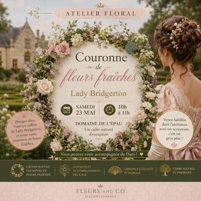Atelier Floral Couronne de fleurs fraîches “Lady Bridgerton” Samedi 23 mai